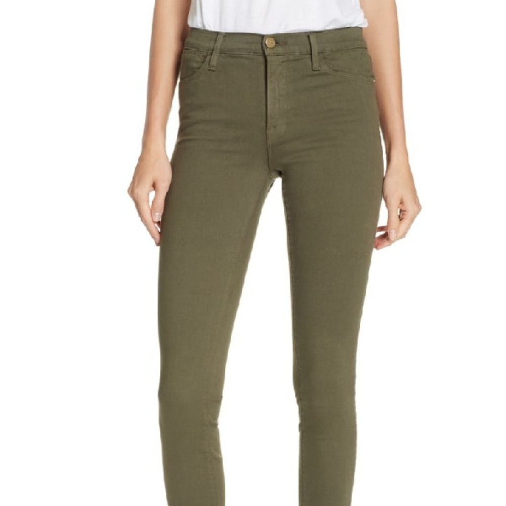 FRAME DENIM JEANS KHAKI GREEN - ANKLE CUT